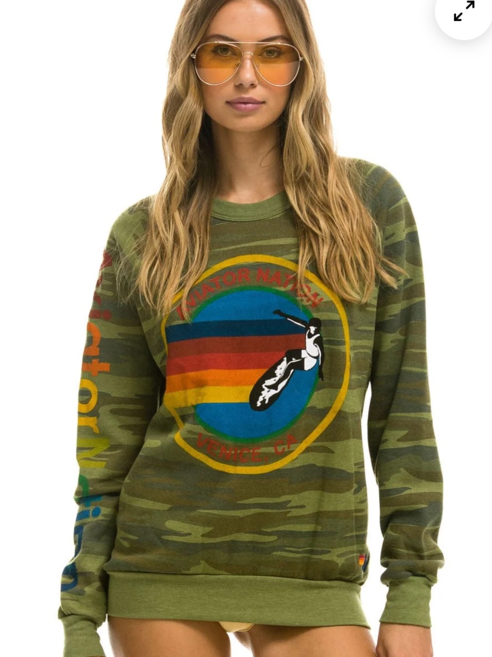 Aviator nation $175 crewneck camo sweatshirt size small